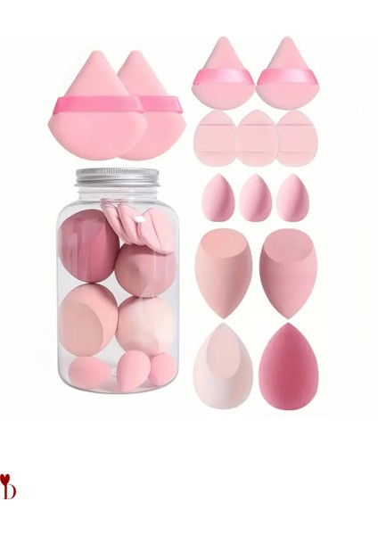 14 Parça Kavanoz Kutulu Makyaj Sünger Seti