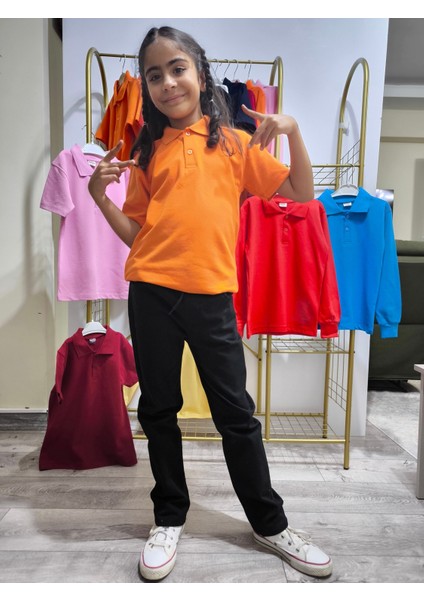 unisex Çocuk Genç Polo Yaka Kısa Kol Okul Günlük Tişört, Nefes Alabilen Kumaş fiyatları