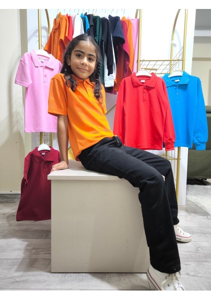 unisex Çocuk Genç Polo Yaka Kısa Kol Okul Günlük Tişört, Nefes Alabilen Kumaş modelleri