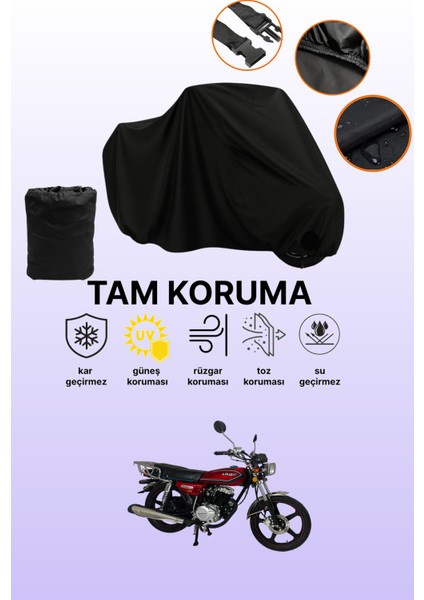 Siyah Abush Cg 50 Plus Uyumlu Motor Branda, Koruyucu Örtü, Motosiklet Brandası
