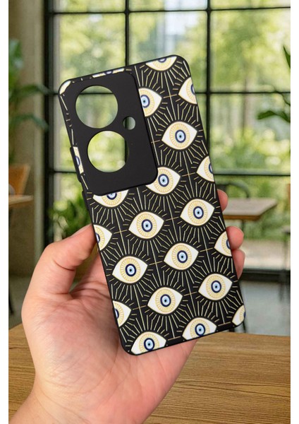 Oppo Reno 11F Uyumlu Evıl Eye Desenli Silikon Darbe Emici Klasik Korumalı Rubber Kılıf