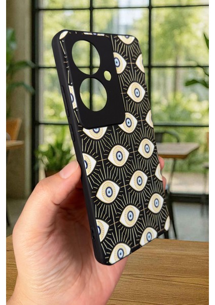 Oppo Reno 11F Uyumlu Evıl Eye Desenli Silikon Darbe Emici Klasik Korumalı Rubber Kılıf modelleri