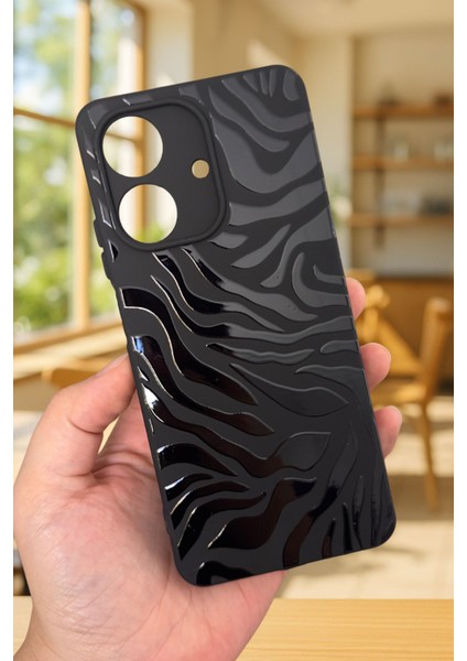 Realme Note 60 Uyumlu Zebra Desenli Silikon Darbe Emici Klasik Korumalı Rubber Kılıf