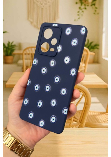 Xiaomi Redmi Note 12 PRO5G-NAZAR Boncuk Desenli Silikon Darbe Emici Klasik Korumalı Rubber Kılıf modelleri