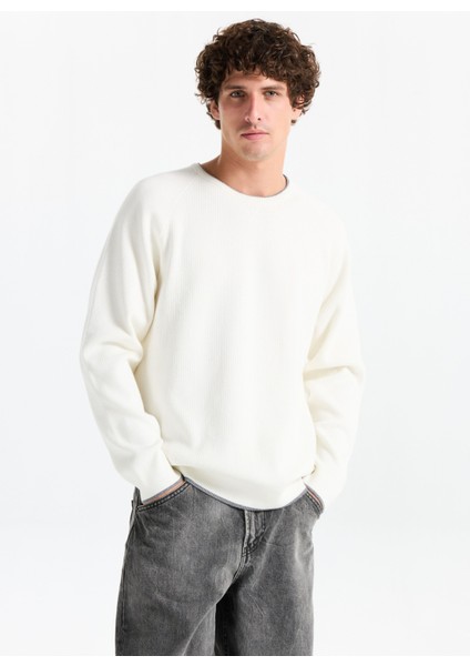 Gmg Fırenze Bisiklet Yaka Slim Fit Ekru Erkek Kazak GU25MFW04029