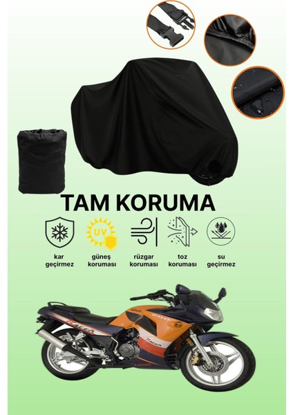 Siyah Kanuni Racer 200 S Uyumlu Motor Branda, Koruyucu Örtü, Motosiklet Brandası