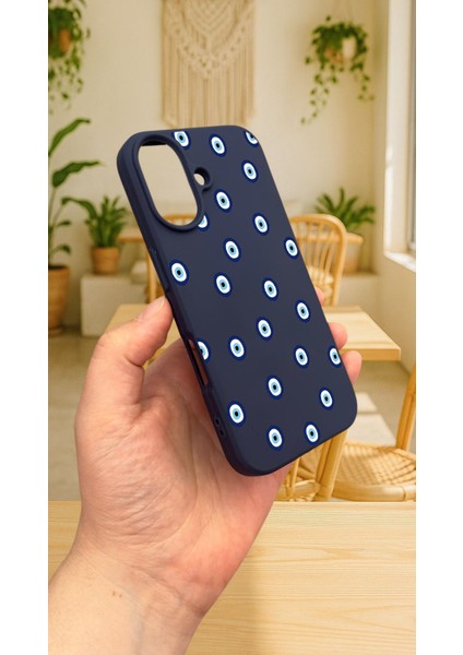 iPhone 16 -Nazar Boncuk Desenli Silikon Darbe Emici Klasik Korumalı Rubber Kılıf modelleri