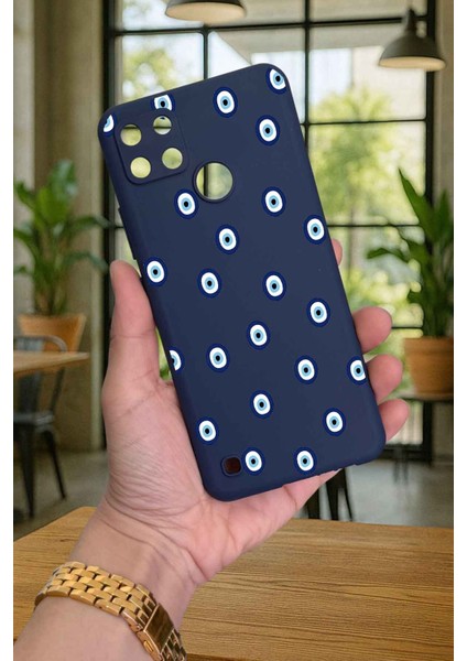 Realme C21Y ve C25Y - Nazar Boncuk Desenli Silikon Darbe Emici Klasik Korumalı Rubber Kılıf