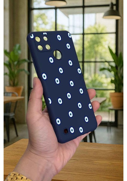 Realme C21Y ve C25Y - Nazar Boncuk Desenli Silikon Darbe Emici Klasik Korumalı Rubber Kılıf modelleri