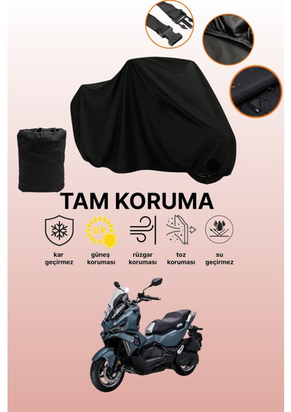 Siyah Sym Adx 125 Uyumlu Motor Branda, Koruyucu Örtü, Motosiklet Brandası