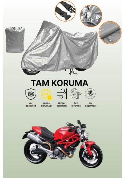 Gri Ducati Monster 696 Uyumlu Motosiklet Brandası, Koruyucu Örtü, Motor Branda