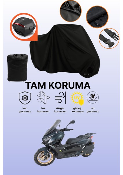 Siyah Arka Çanta Uyumlu Arora Max-T Uyumlu Motosiklet Brandası, Koruyucu Örtü
