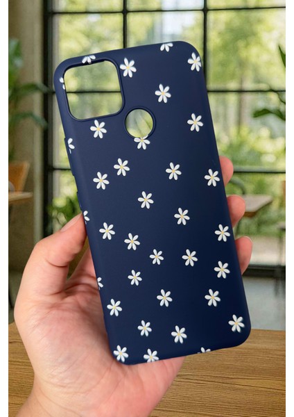 Realme C25S Uyumlu Mini Papatya Desenli Silikon Darbe Emici Klasik Korumalı Rubber Kılıf