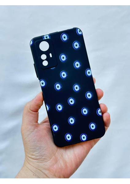 Redmi Note 12S Uyumlu Nazar Boncuk Desenli Silikon Darbe Emici Klasik Korumalı Rubber Kılıf