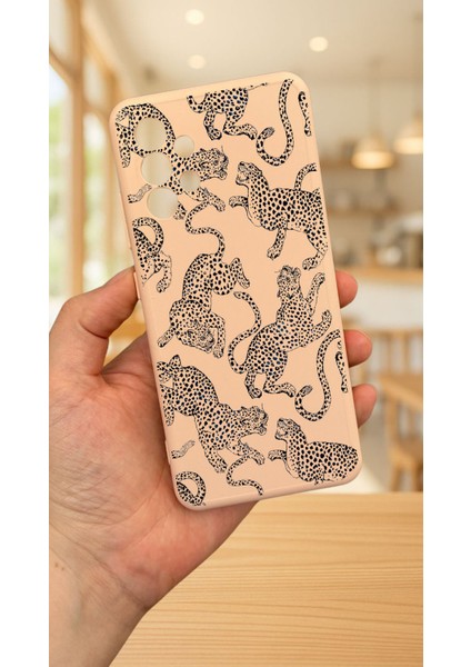 Samsung Galaxy A32 -Pudra Leopar Silikon Darbe Emici Klasik Korumalı Rubber Kılıf