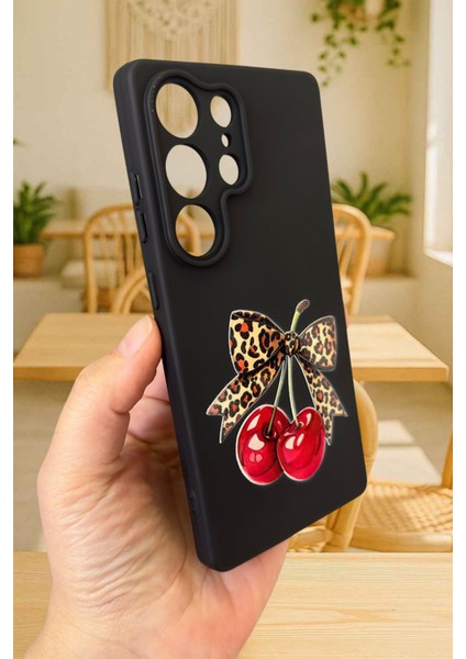Samsung Galaxy S25 Ultra Uyumlu Kiraz Leopar Fiyonk Desenli Silikon Darbe Emici Rubber Kılıf fırsatları