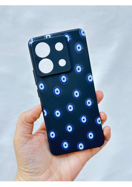 Xiaomi Redmi Note 13 Pro 5g Nazar Boncuk Desenli Silikon Darbe Emici Klasik Korumalı Rubber Kılıf