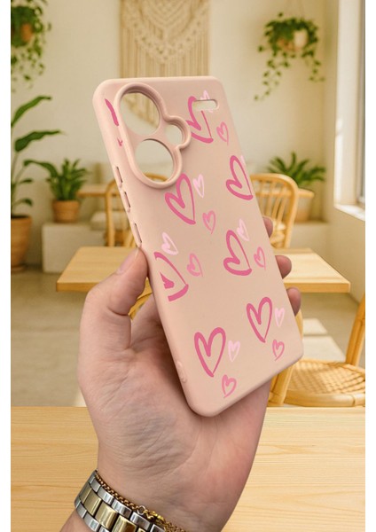 Xiaomi Redmi Note 13 Pro Plus Pembe Kalp Desenli Silikon Darbe Emici Klasik Korumalı Rubber Kılıf modelleri