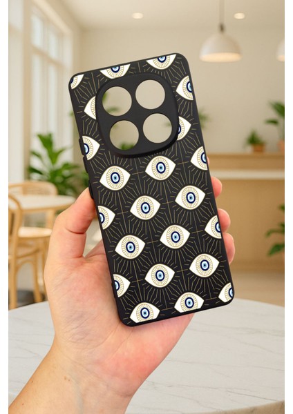 Xiaomi Redmi Note 14 Pro 4g- Evıl Eye Desenli Silikon Darbe Emici Klasik Korumalı Rubber Kılıf