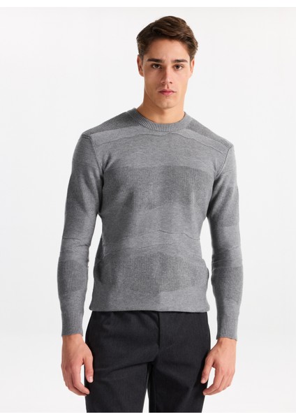 Gmg Fırenze Bisiklet Yaka Regular Fit Gri Erkek Kazak GU25MFW04021