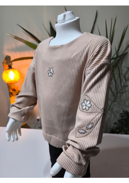 kız Çocuk Fitilli Taş Işlemeli Nakışlı Sweat Bluz Kaşkorse indirimleri