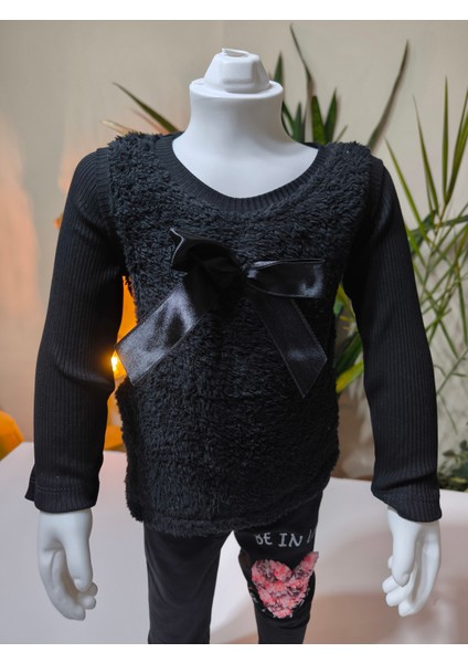 kışlık Fuzzy/peluş Gövdeli Fitilli Kollu Süveter Görünümlü Kız Çocuk Sweat Bluz fiyatları