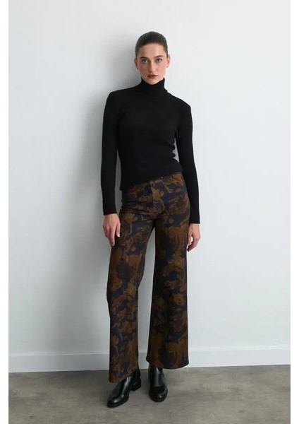 Anka Koleksiyonu Kanvas Boru Paça Pantolon - Lacivert