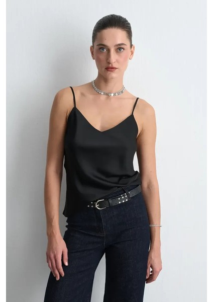 Ip Askılı Saten Atlet - Siyah fiyatları