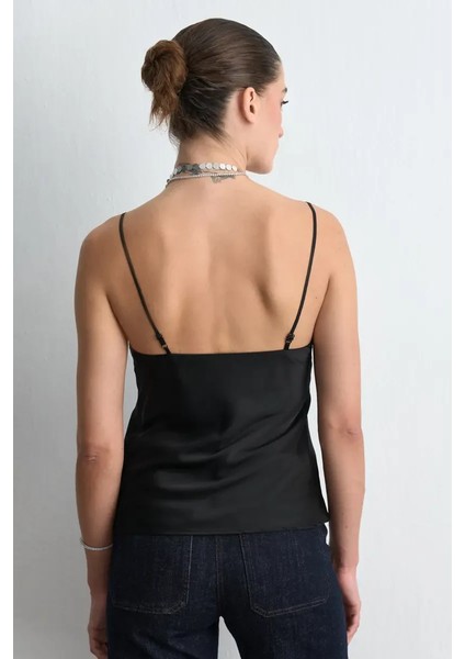 Ip Askılı Saten Atlet - Siyah fırsatları