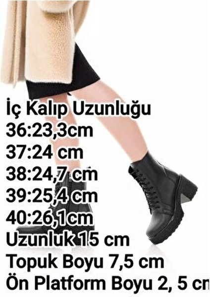 Kadın Topuklu Postal Bot Suni Deri Dış Materyal ile Rahat ve Şık 7.5 cm Topuk fırsatları