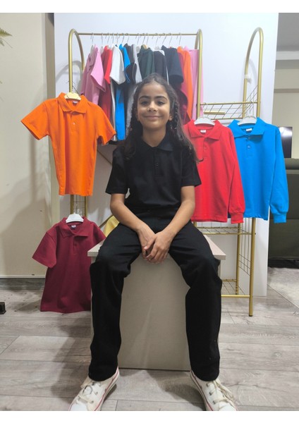 unisex Çocuk Genç Polo Yaka Kısa Kol Okul Günlük Tişört, Nefes Alabilen Kumaş fiyatları