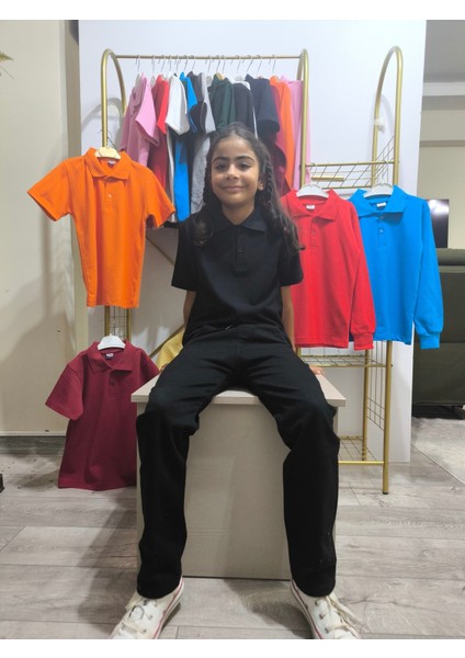 unisex Çocuk Genç Polo Yaka Kısa Kol Okul Günlük Tişört, Nefes Alabilen Kumaş modelleri