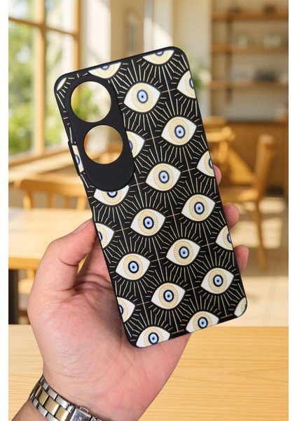 Oppo A60 Uyumlu Evıl Eye Desenli Silikon Darbe Emici Klasik Korumalı Rubber Kılıf
