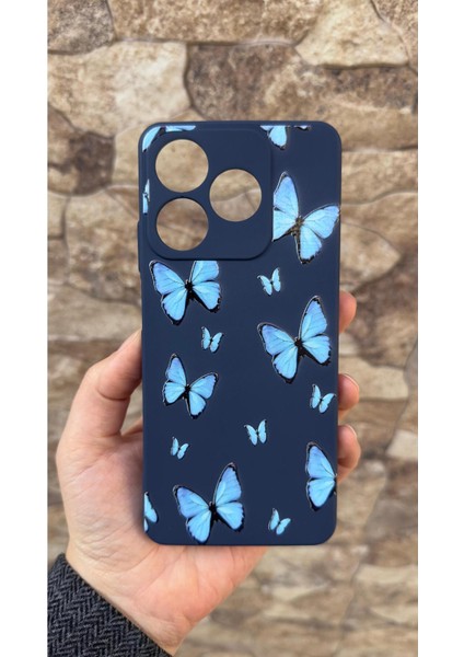 Realme C63 Uyumlu Mavi Kelebek Desenli Silikon Darbe Emici Klasik Korumalı Rubber Kılıf fiyatları