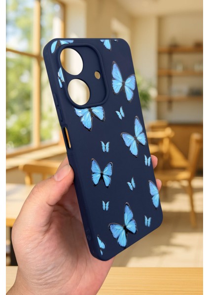 Realme Note 60 Uyumlu Mavi Kelebek Desenli Silikon Darbe Emici Klasik Korumalı Rubber Kılıf fırsatları