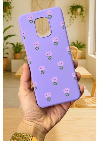 Redmi Note 9 Pro/9s Uyumlu Mini Lale Desenli Silikon Darbe Emici Klasik Korumalı Rubber Kılıf