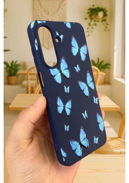 Samsung Galaxy A56 Uyumlu Mavi Kelebek Desenli Silikon Darbe Emici Klasik Korumalı Rubber Kılıf fırsatları