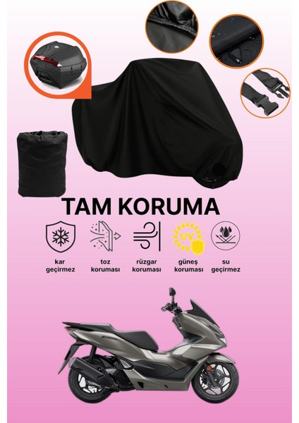 Siyah Arka Çanta Uyumlu Honda PCX150 Uyumlu Motosiklet Brandası, Koruyucu Örtü