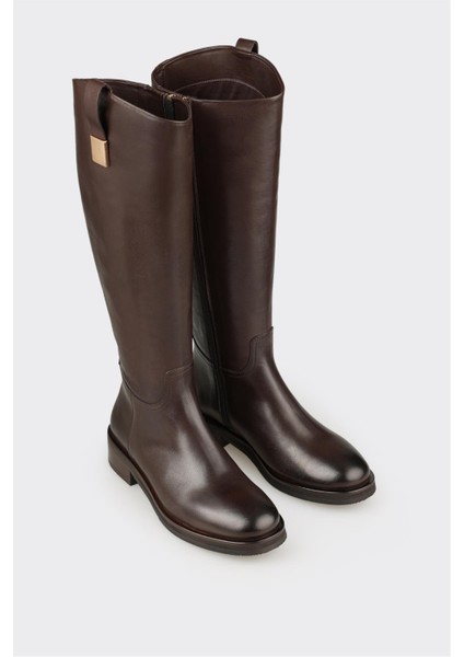 Kahve Deri Kadın Düz Çizme fiyatları