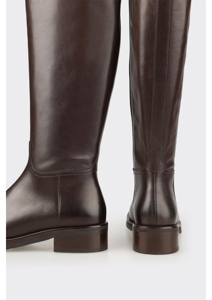 Kahve Deri Kadın Düz Çizme fırsatları