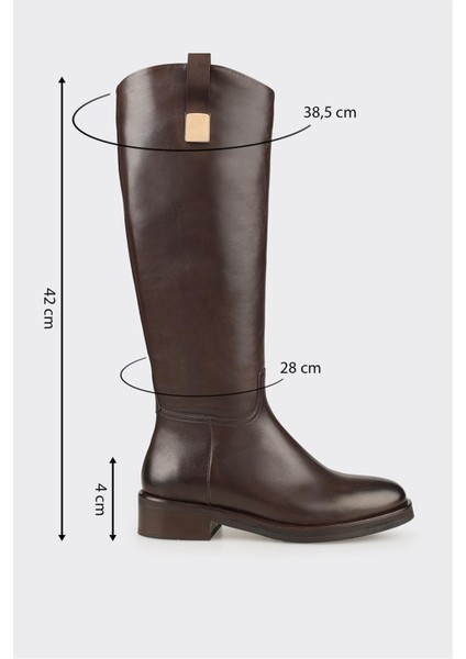 Kahve Deri Kadın Düz Çizme indirimleri