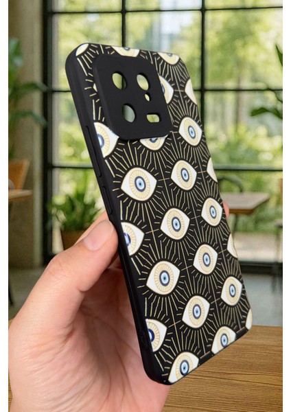 Xiaomi Mi 13 Uyumlu Evıl Eye Desenli Silikon Darbe Emici Klasik Korumalı Rubber Kılıf modelleri