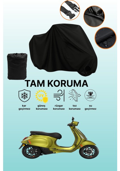 Siyah Vespa Sprint S Elettrica 45 Uyumlu Motor Branda, Koruyucu Örtü, Motosiklet Brandası