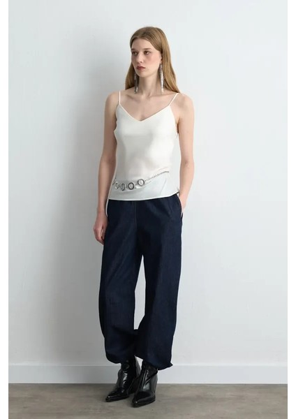 Ip Askılı Saten Atlet - Ekru fiyatları