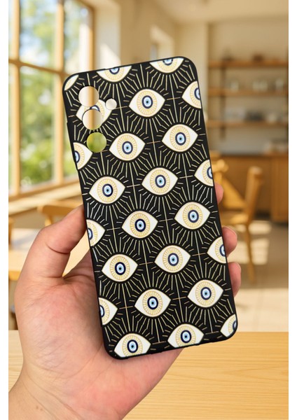 Samsung Galaxy A54 Uyumlu Evıl Eye Desenli Silikon Darbe Emici Klasik Korumalı Rubber Kılıf