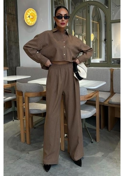 Crop Gömlekli Çizgili Takım 10080 fiyatları