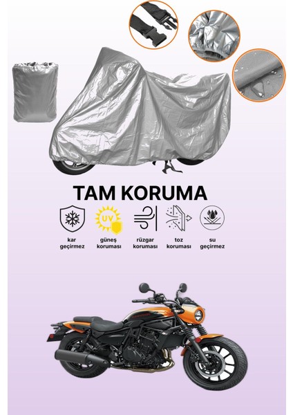 Gri Kawasaki Eliminator 500 Uyumlu Motosiklet Brandası, Koruyucu Örtü, Motor Branda