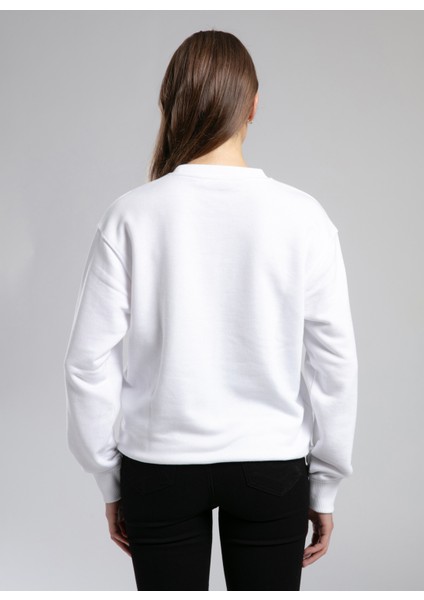 O Yaka Düz Beyaz Kadın Sweatshırt 261 Lcf 241012 Hylda Beyaz fırsatları
