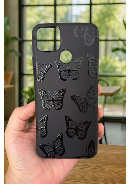Realme C25S Uyumlu Siyah Kelebek Desenli Silikon Darbe Emici Klasik Korumalı Rubber Kılıf fiyatları