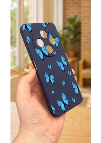 Redmi 14C -Mavi Kelebek Desenli Silikon Darbe Emici Klasik Korumalı Rubber Kılıf modelleri